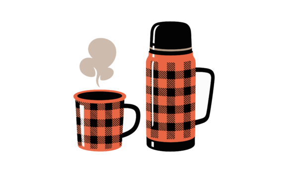 A Cozy Plaid Mug & Thermos Graphic for Craft & Handmade Projects