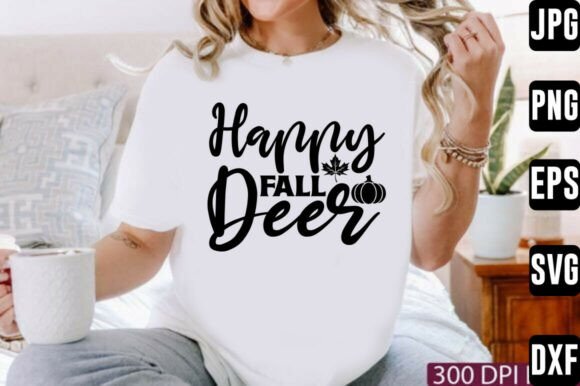 Happy Fall Deer Graphics for Seasonal Craft Projects