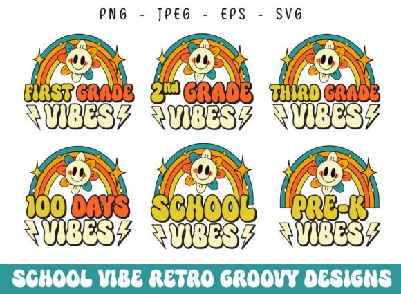 Happy School Life Retro Groovy Vibes Graphics for Crafts